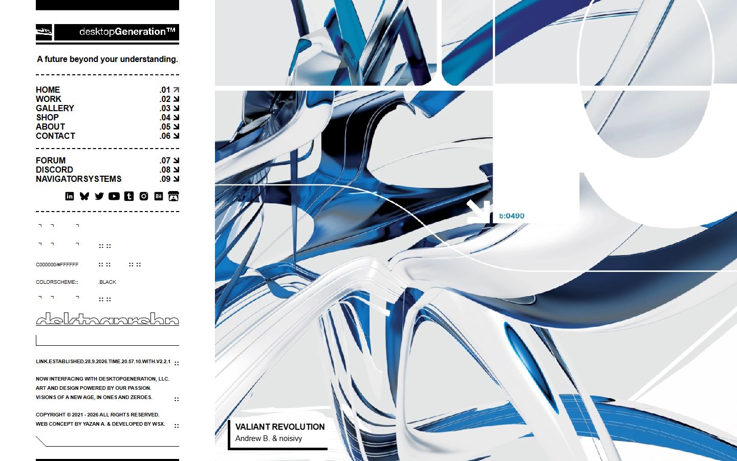 desktopGeneration experimental portfolio homepage