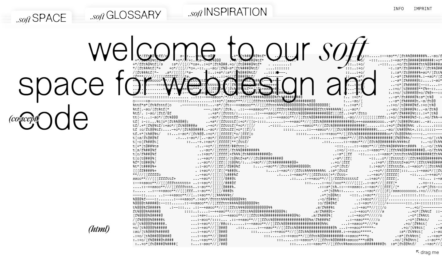 softGlossary experimental typography homepage