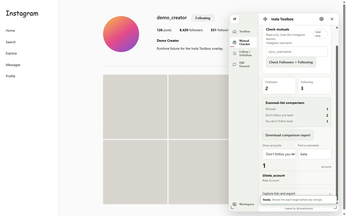 Sanitized Insta Toolbox Mutual Checker